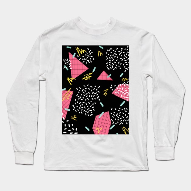 Memphis Disco (Black) Long Sleeve T-Shirt by Flockadoodle